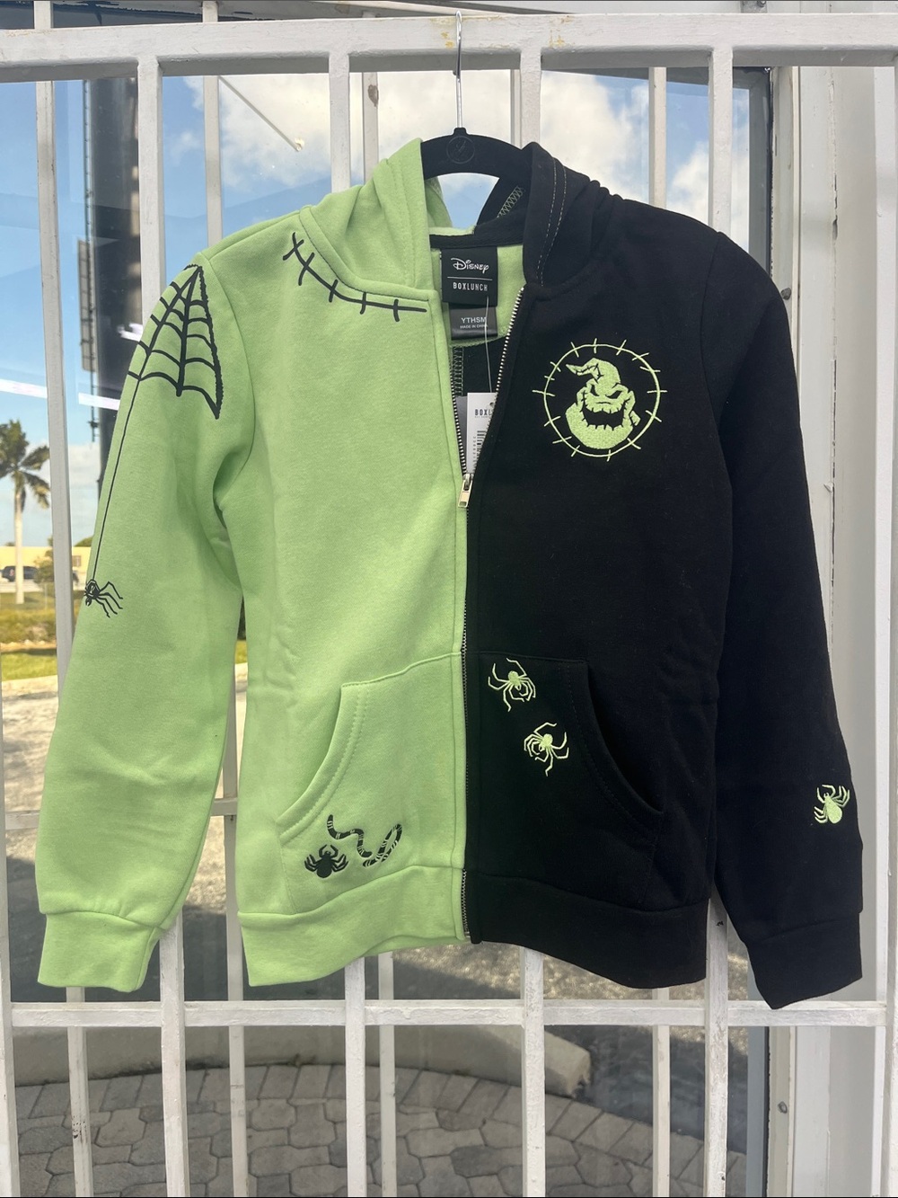 Disney Two-Tone Green & Black Spider Zip Hoodie for Kids